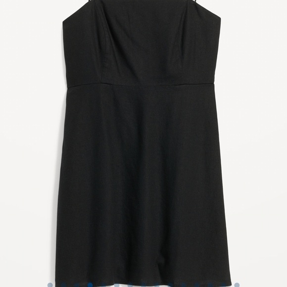 NWT OLD NAVY Fit & Flare Tie-Strap Linen-Blend Mini Dress Color: Black Jack - Picture 1 of 11